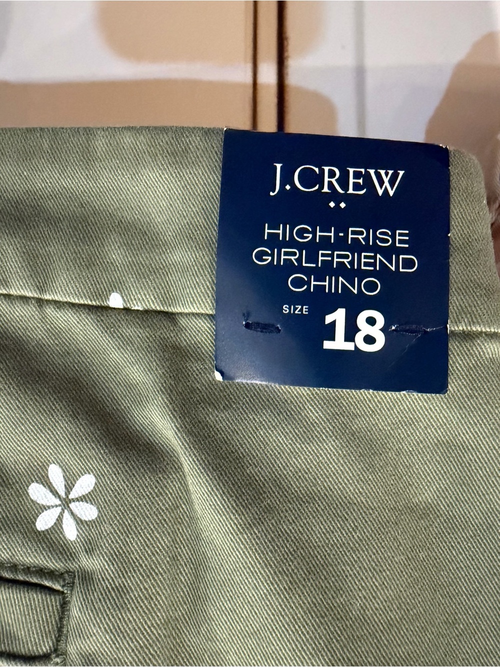 3 pairs of J. Crew Navy, Tan & Olive Polka Dot and Star Print Straight-Leg Pants - Picture 5 of 6